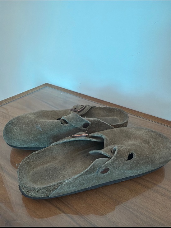 Birkenstock Shoes - Birkenstock Women's Suede Slip-On Clogs in Olive